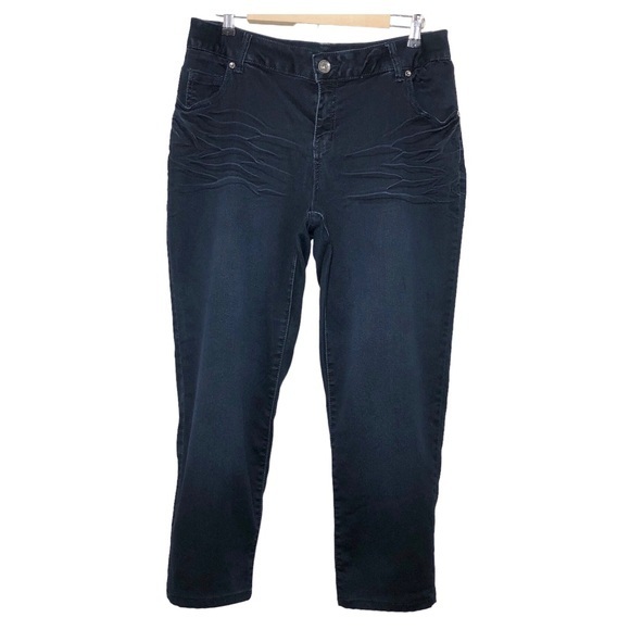 Lane Bryant Denim - Lane Bryant Soft Stretchy Cotton Dark Wash Whiskered Straight Jeans 16